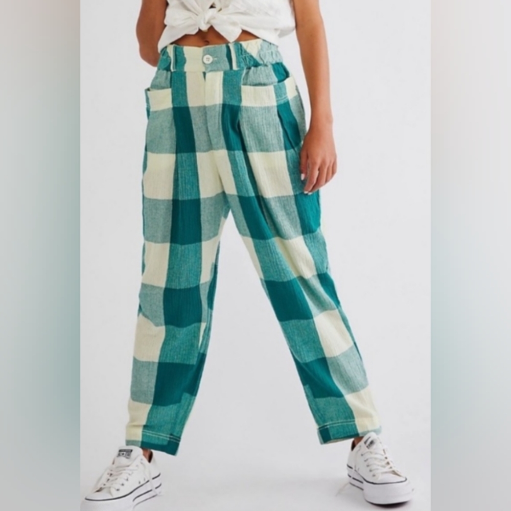 Free People plaid joggers size medium
